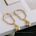 Top Design OEM Women Promotion Gift Pendant Earrings Jewelry Geometric Dangle Simple Gold Copper Alloy Drop Stud Charm Earring